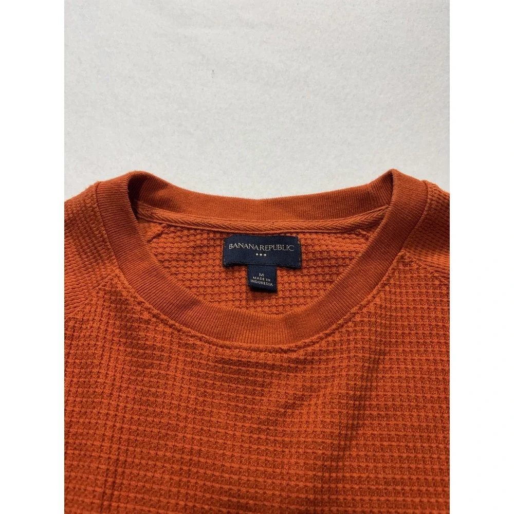Banana Republic Shirt Mens Medium Orange Thermal Waffle Knit Long Sleeve Tee